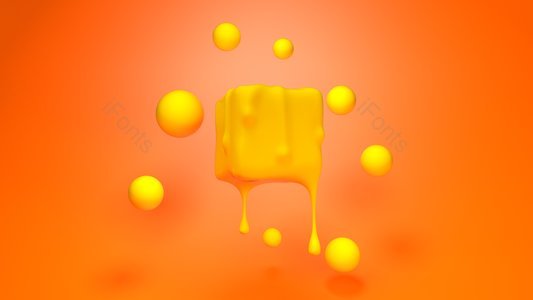 融化 立方体 空间感 C4D 橙色背景 海报背景