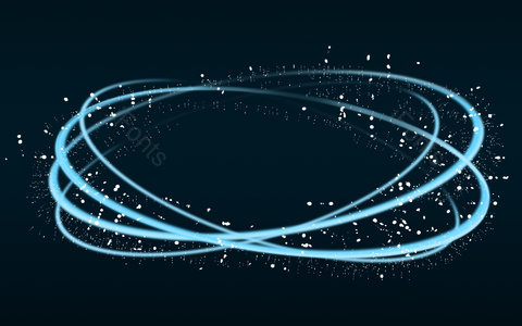 蓝色 科技感 颗粒 发光 光线 背景 圆形 晚上