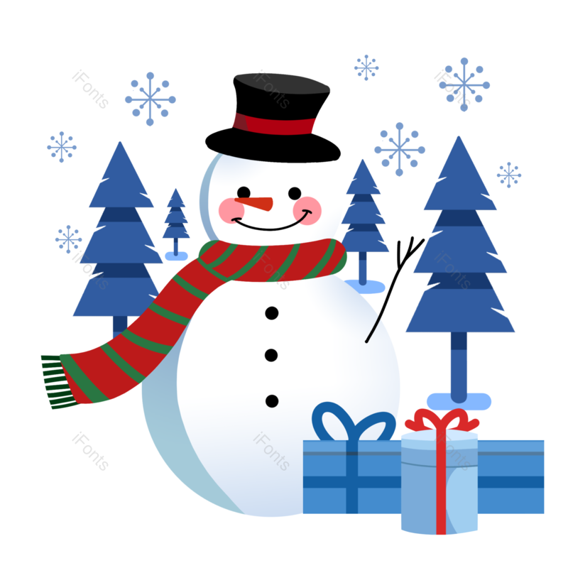 礼物图片,雪人元素,圣诞节PNG,可爱免抠素材