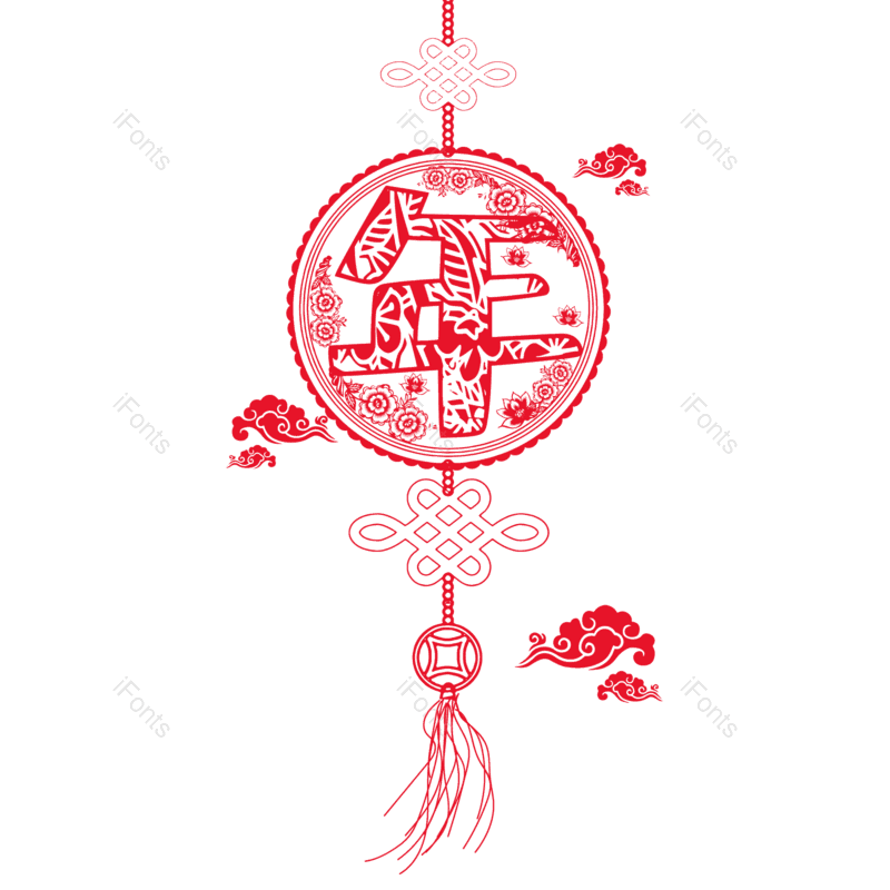 祥云图片,中国结元素,云纹PNG,剪纸风格免抠素材