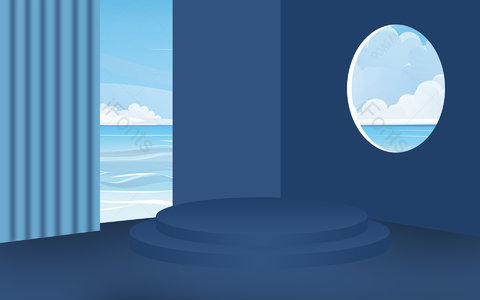 创意 立体 空间 蓝天 大海 背景