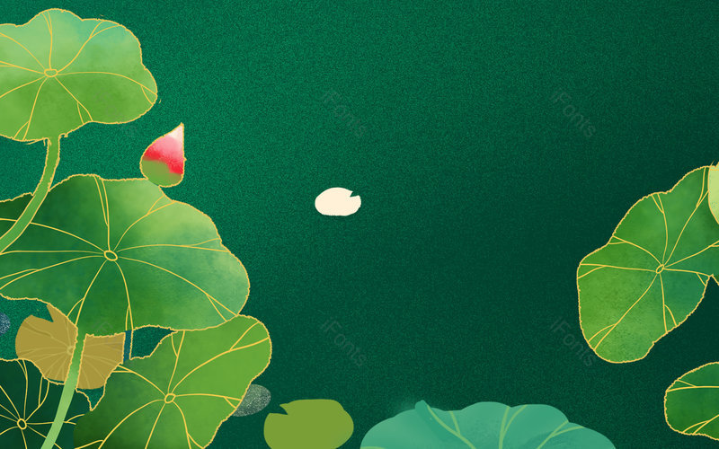 国潮绿色植物荷花中国风插画背景,插画/手绘图，插画/手绘图库，插画/手绘图下载,插画/手绘