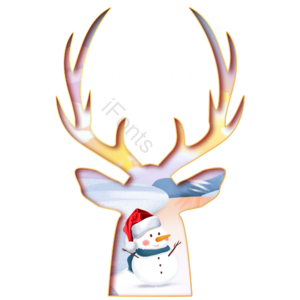 圣诞节狂欢艺术字排版 麋鹿剪纸画 时尚唯美 卡通风 手绘