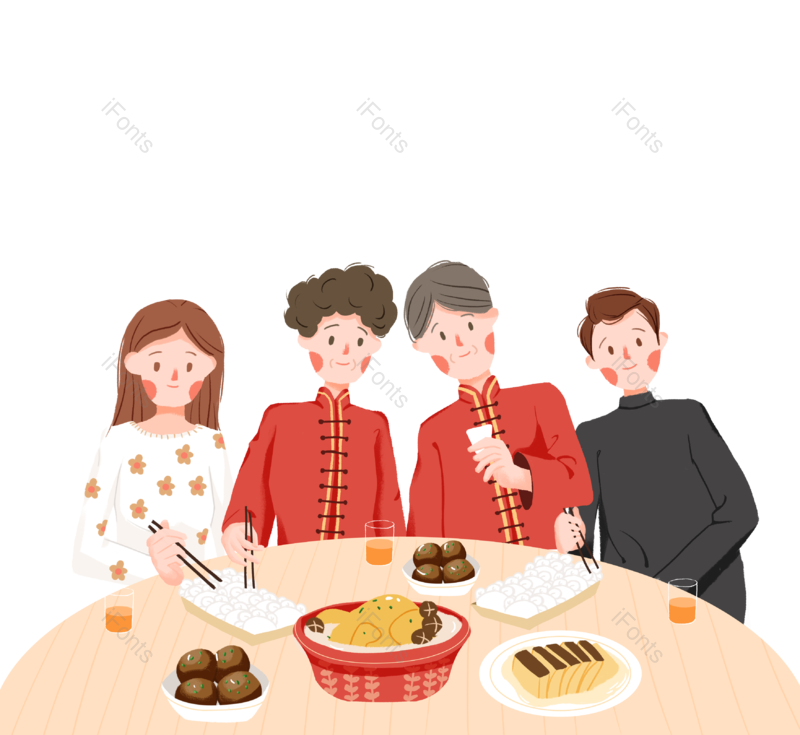 团圆图片,除夕元素,新年PNG,免抠素材