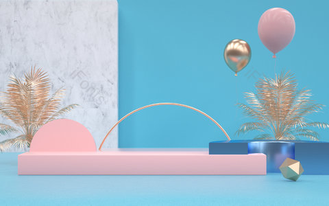 C4D 创意 空间 立体 展台 清新 大气 活动背景