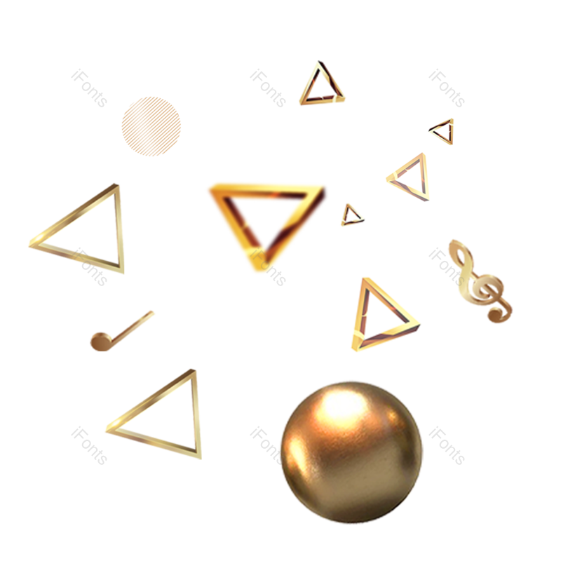 节日图片,三角形元素,漂浮PNG,金色免抠素材