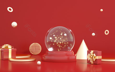 C4D 双旦礼遇 大气 简约 时尚 电商海报背景 圣诞节背景 元旦背景