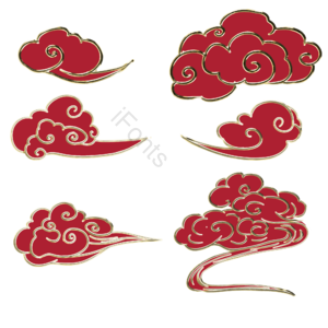 云 装饰 中国风 祥云 手绘云 金边 红色 云纹