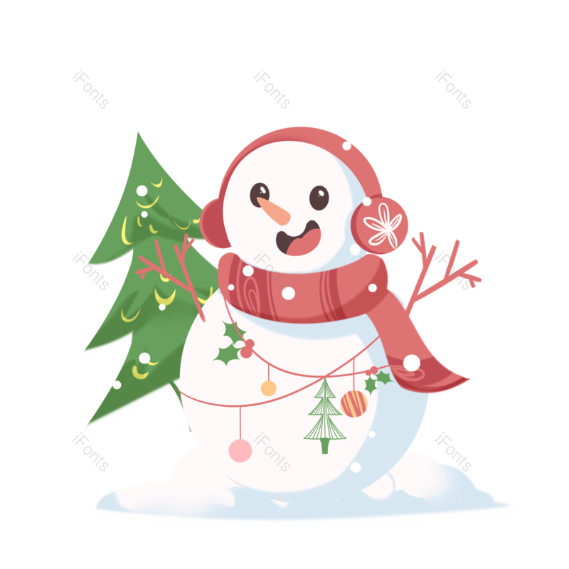 卡通图片,雪花元素,雪人PNG,手绘免抠素材