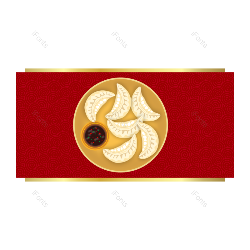 包饺子图片,中国风底纹元素,盘子PNG,美食免抠素材