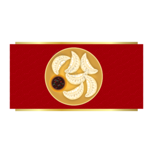 新年饺子 盘子 中国风底纹 矢量手绘 春节习俗 冬至 李东 包饺子