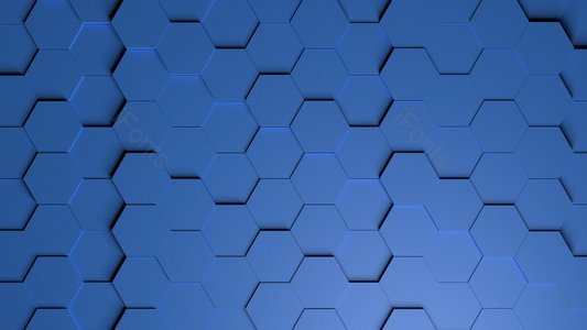 蓝色背景 六边形 网格 C4D 建模 海报背景
