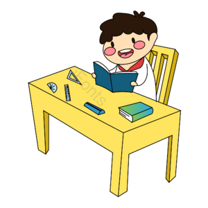 卡通风格 简笔画 AI 小孩 看书