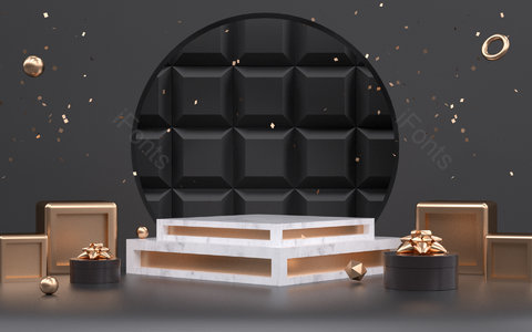 C4D 黑金 简约 大气 时尚 电商狂欢 节日狂欢 电商海报