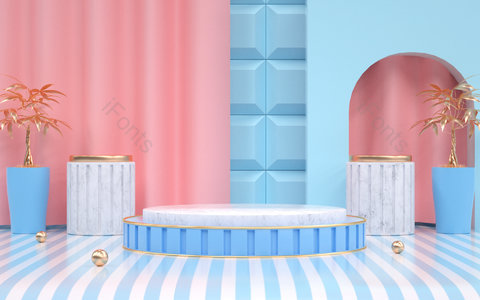 C4D 立体 创意 空间 家居 家居背景 立体空间 展台