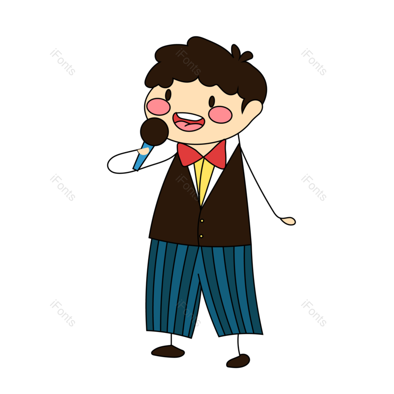 唱歌图片,简笔画元素,小孩PNG,免抠素材