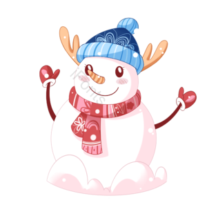 雪人 冬日 手绘 卡通 雪花 冬季
