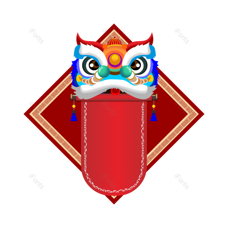 中国风图片,手绘矢量元素,中国新年PNG,舞狮免抠素材