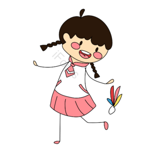 卡通风格 简笔画 AI 小孩 踢毽子