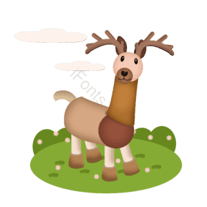 树林 草地 户外插画 卡通麋鹿