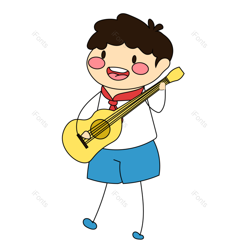 简笔画图片,吉他元素,小孩PNG,免抠素材