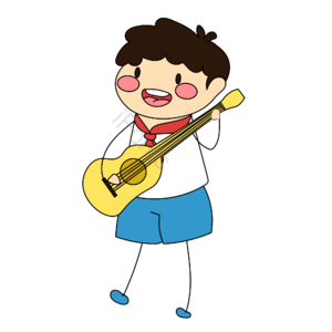 卡通风格 简笔画 AI 小孩 吉他