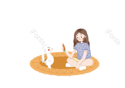 儿童 喂 兔子 家庭 假日 温馨