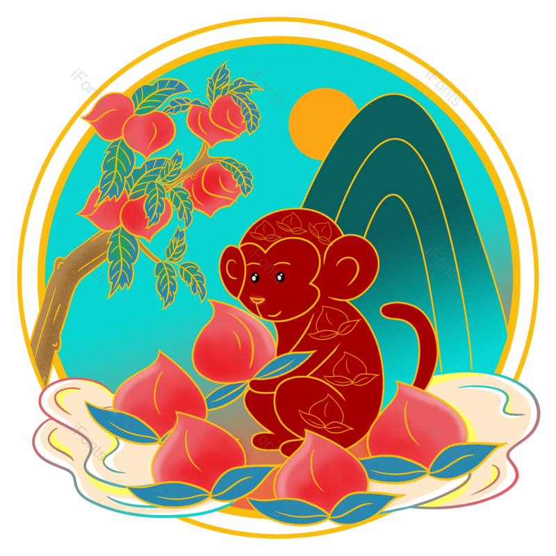 猴子图片,喜庆元素,新年PNG,免抠素材