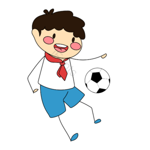 卡通风格 简笔画 AI 小孩 足球