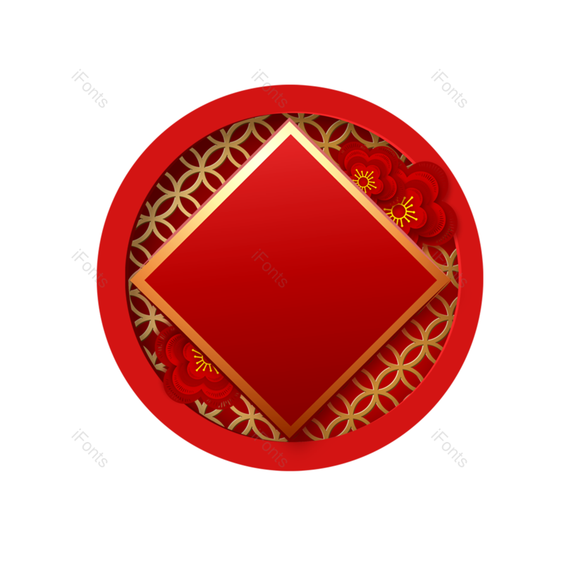 圆圈图片,喜庆元素,过年PNG,红色免抠素材