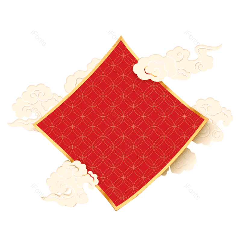 祥云图片,云纹元素,红色PNG,正方形框免抠素材