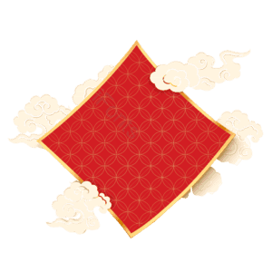 祥云 正方形框 红色 云纹