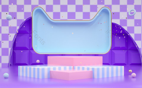 C4D 紫色 大气 简约 活动 展台背景 产品展台 电商活动背景