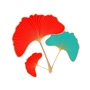 国潮 花纹 银杏叶 中式 装饰 红色