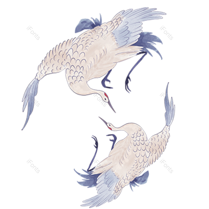 水墨图片,仙鹤元素,传统PNG,免抠素材