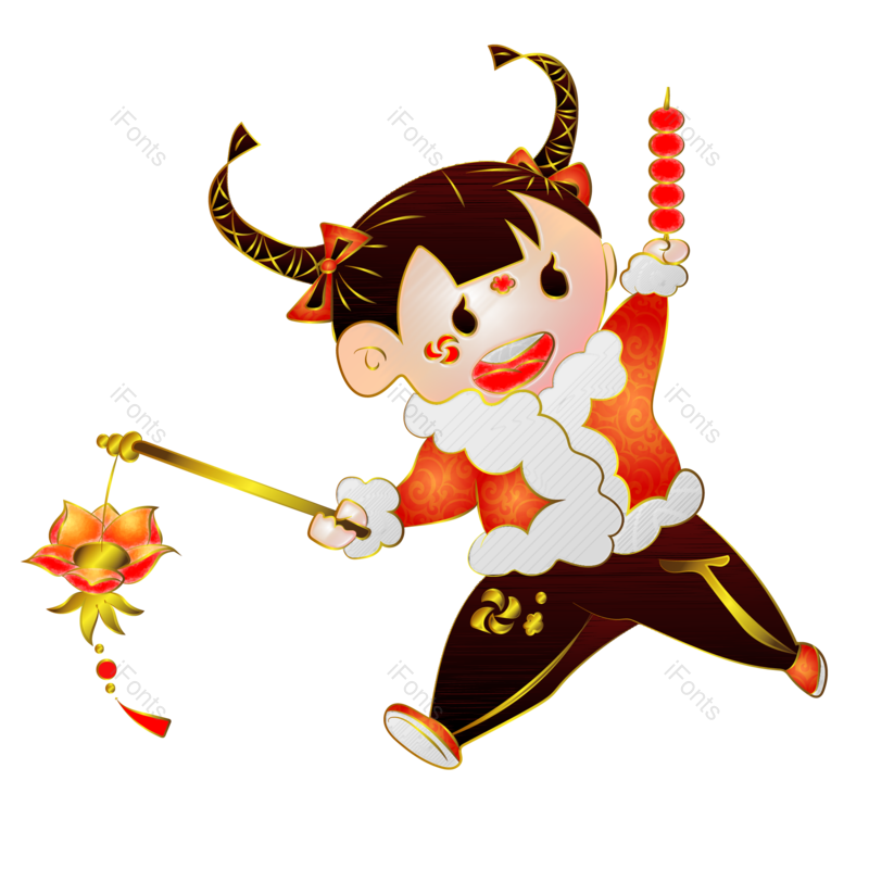 新年图片,花灯元素,小孩PNG,免抠素材