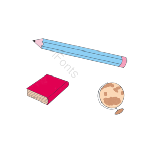 手绘 学习 铅笔 书本 地球仪 卡通