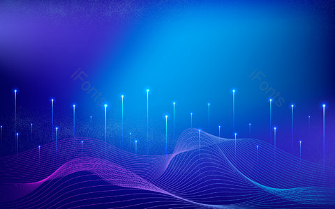 科技感 蓝色渐变 紫色渐变 渐变背景 光束 线条 波动 签到墙背景