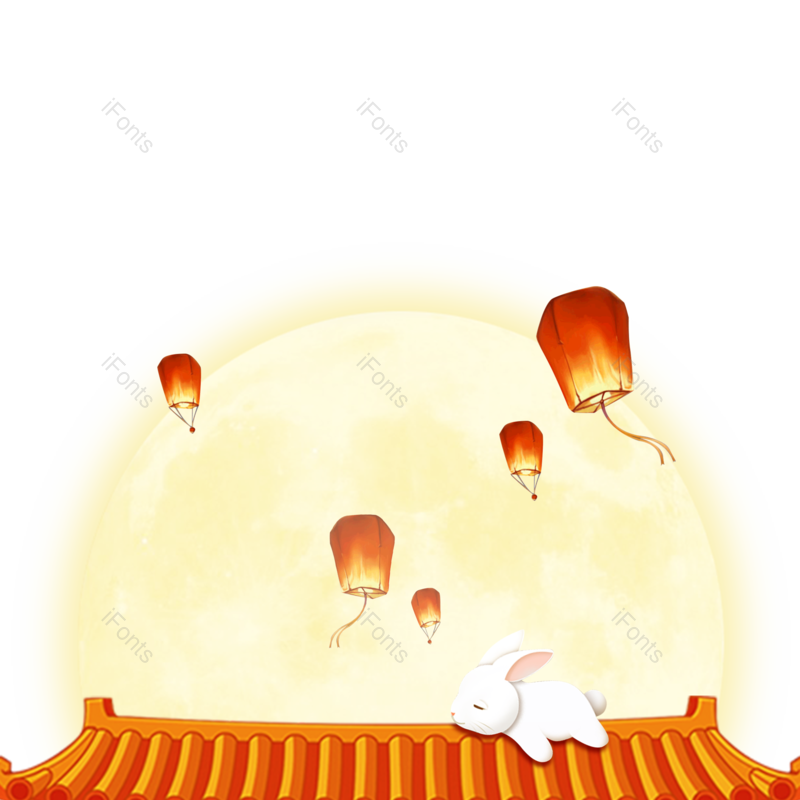 兔子图片,中秋元素,月亮PNG,免抠素材