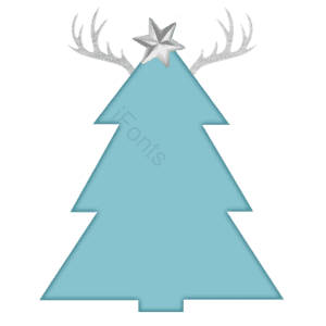 蓝色 可爱 圣诞节 圣诞树 卡通 手绘 贴纸