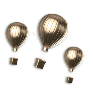 金色 购物狂欢节 漂浮 气球 热气球 质感
