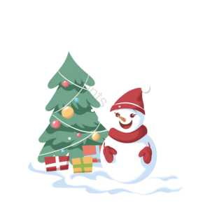 雪花 雪人 圣诞树 冬天 冬季 下雪 礼盒