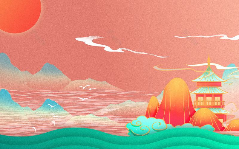 红色中国风大气传统节日节气通用背景,插画/手绘图，插画/手绘图库，插画/手绘图下载,插画/手绘