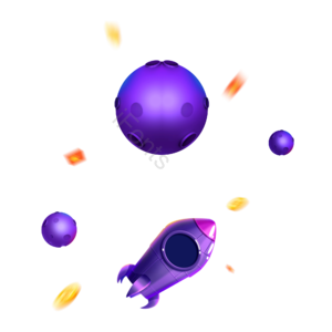 节日促销元素 漂浮元素 火箭 月球 金币 钱包