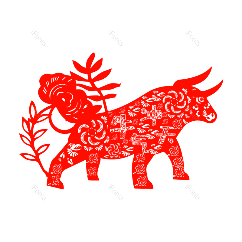 春节图片,喜庆元素,剪纸风格PNG,红色免抠素材