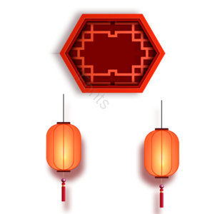 中国风 过年装饰元素 窗框 时尚唯美 png元素