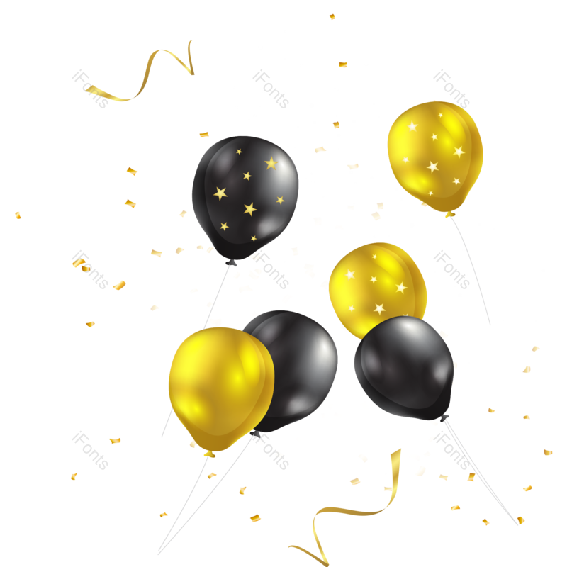 金色气球图片,漂浮元素元素,气球PNG,免抠素材