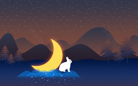 手绘 卡通 夜晚 蓝色 背景