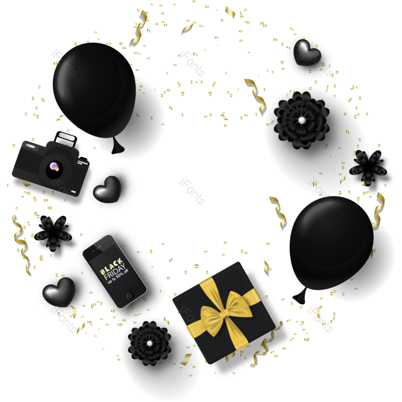 彩带图片,漂浮元素元素,气球PNG,相机免抠素材