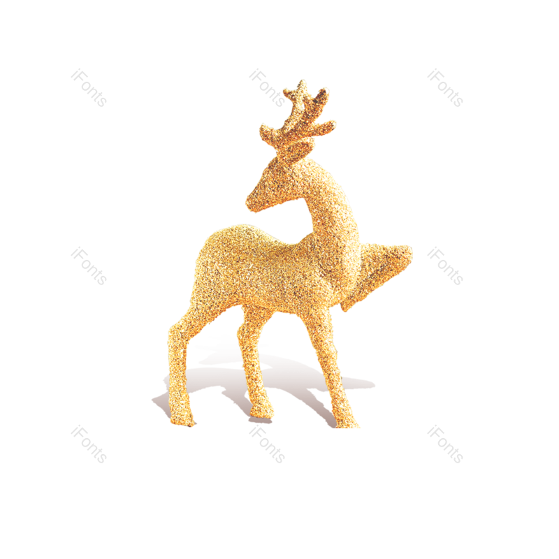 麋鹿图片,卡通风元素,金色PNG,免抠素材